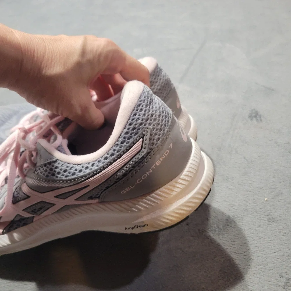 ASICS Running Shoes Womens 10 Grey Pink Gel-Contend 7 1012A911 Athletic Sneakers